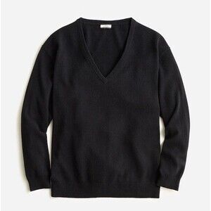 J.Crew Women's CASHMERE RELAXED V-NECK Sweater Size Medium Black